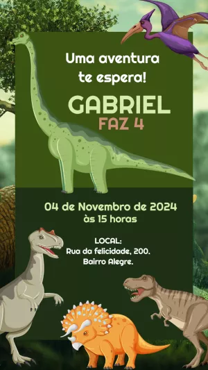Invitación de cumpleaños Dinosaurio – Estático – Bella Liz Convites