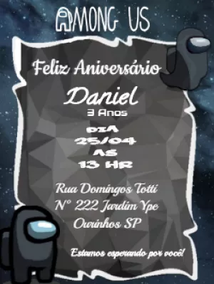 Convite de Aniversário Among Us para Editar e Imprimir