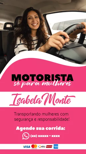 Cartão de Visita Motorista para Mulheres para Editar Online