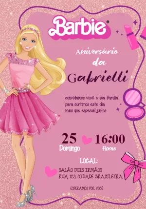 Invitación de cumpleaños Barbie – Estático – Samia designer