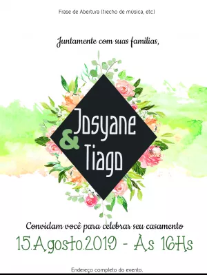 Convite de Casamento Floral Aquarela para Editar Online