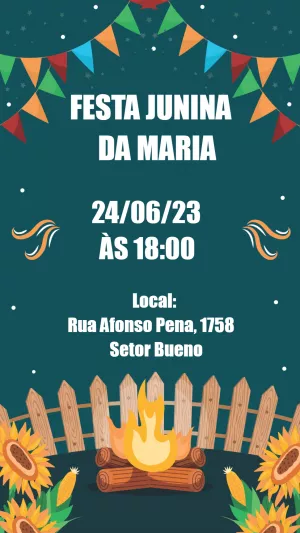 Convite Festa Junina Ilustrado com Fogueira para Editar