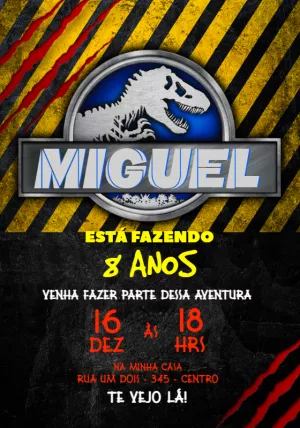 Convite Aniversário Jurassic Park Dinossauro para Editar