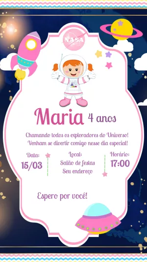 Invito di compleanno Astronauta – Statico – Laiane