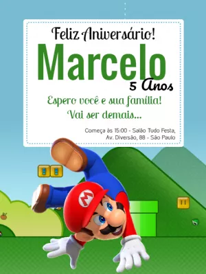 Invito di compleanno Super Mario – Statico – Wolf Designer