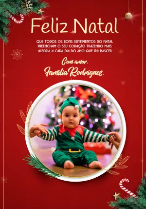Cartão de Natal com Foto para Editar e Enviar Online