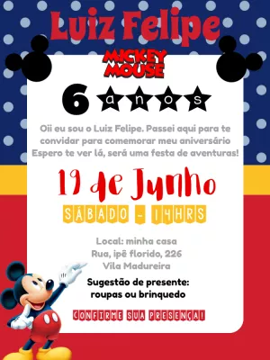 Mickey Mouse Birthday Invitation – Static – ig: @illustragio