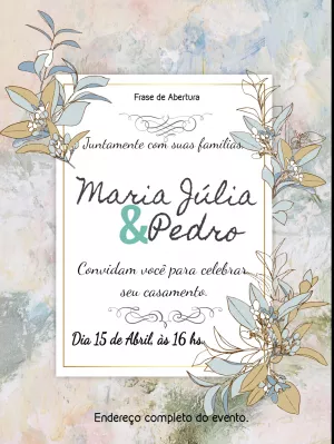 Convite de Casamento Floral Delicado para Editar Online