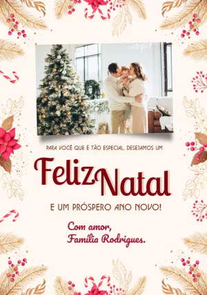 Cartão de Natal com Foto para Editar e Personalizar Online