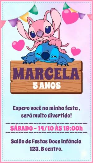 Invitación de cumpleaños Stitch – Estático – Idesign Personalizados