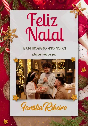 Cartão de Natal com Foto Personalizada para Editar Online