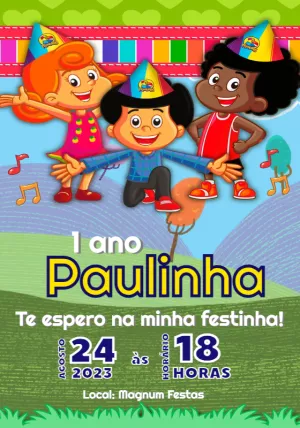 Convite de Aniversário 3 Palavrinhas para Editar Online