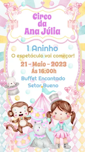 Invitation d'anniversaire Cirque – Statique – Heliene Designer
