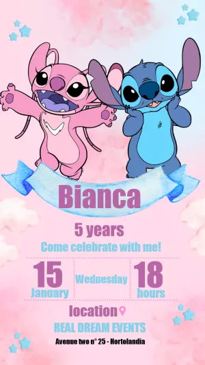 Invitación de cumpleaños Stitch – Estático – demax papelaria