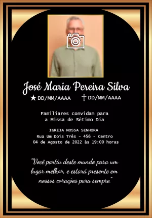 Convite Missa de Sétimo Dia com Foto para Editar Online