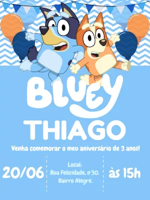 Invito di compleanno Bluey – Statico – Bella Liz Convites