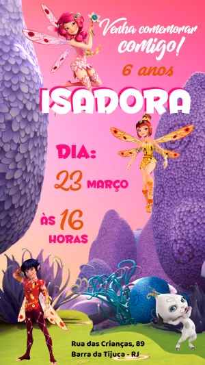 Convite de Aniversário Mundo da Mia para Editar Online