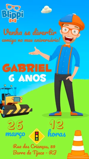 Convite de Aniversário Blippi para Editar Online