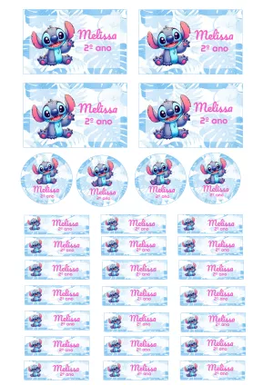 Kit Etiqueta Escolar Stitch para Editar e Imprimir