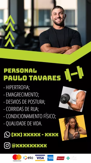 Cartão de Visita Personal Trainer Moderno para Editar Online