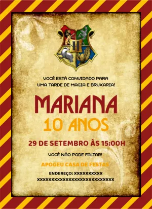 Convite de Aniversário Harry Potter Editável Online para Imprimir