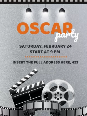 Editable Oscar Party Invitation with a Hollywood Theme