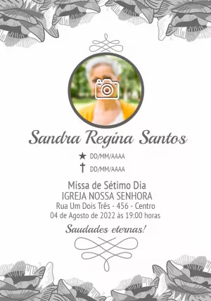 Convite Missa de Sétimo Dia com Foto Floral para Editar Online