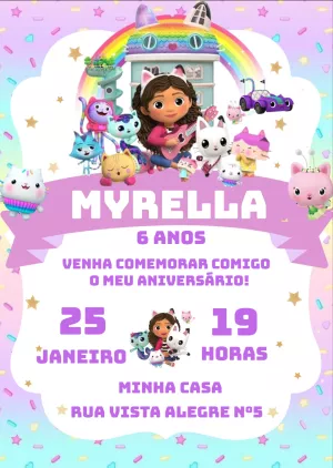 Convite Aniversário A Casa Mágica da Gabby para Editar Online