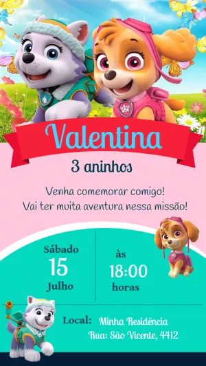 Invito di compleanno Paw Patrol – Statico – Felicity Artes