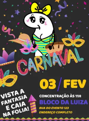 Convite de Carnaval com Flork para Editar Online