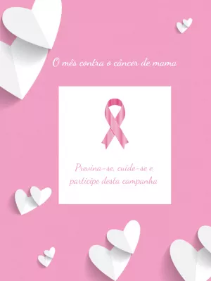 Post Editável Outubro Rosa com Laço para Campanha Online