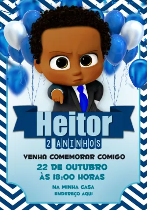 Convite Aniversário O Poderoso Chefinho Negro para Editar Online