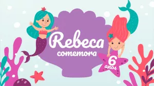 Painel de TV Aniversário Sereia para Editar Online