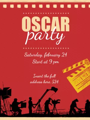 Editable Oscar Party Invitation with Hollywood Theme