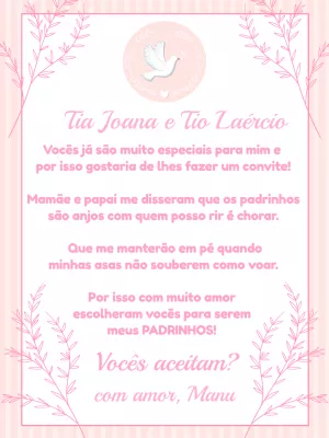 Convite de Batizado para Padrinhos Rosa Delicado para Editar