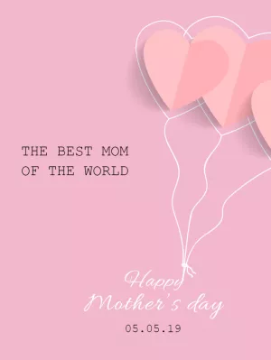 Mother's Day Card with Heart Balloons to Edit Online