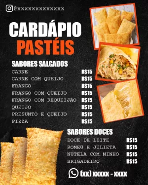 Cardápio de Pastelaria com Fotos para Editar e Compartilhar