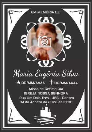 Convite Missa de Sétimo Dia com Foto Editável Online