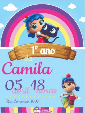 Convite Aniversário Vera e o Reino do Arco Íris para Editar