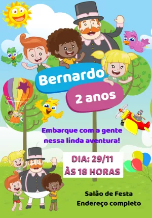 Convite de Aniversário Mundo Bita com Personagens para Editar
