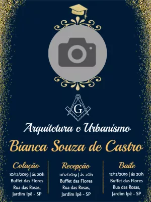Convite Formatura Arquitetura e Urbanismo com Foto para Editar