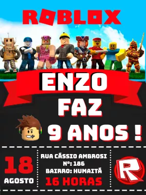 Invito di compleanno Roblox – Statico – Bárbara Claudino