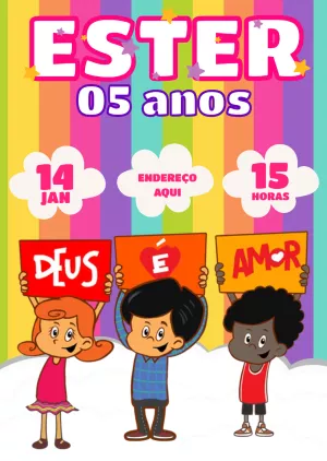 Convite Aniversário 3 Palavrinhas com Personagens para Editar
