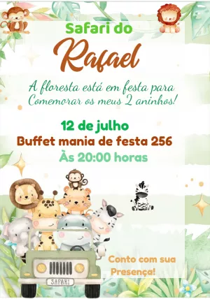 Safari Birthday Invitation – Static – Thainá Nicolau 