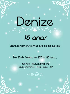 Convite 15 Anos Tiffany com Brilho para Editar Online