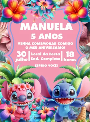 Invitación de cumpleaños Stitch – Estático – Decore Arte
