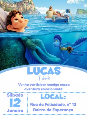 Convite de Aniversário do Luca Disney para Editar Online
