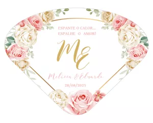 Leque Ventarola de Casamento Floral para Editar Online