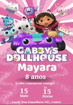 Invitación de cumpleaños La casa de muñecas de Gabby – Estático – Convites Personalizados