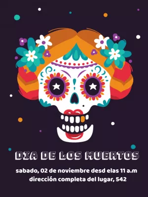 Invitación Día de los Muertos con Calavera para Editar Online